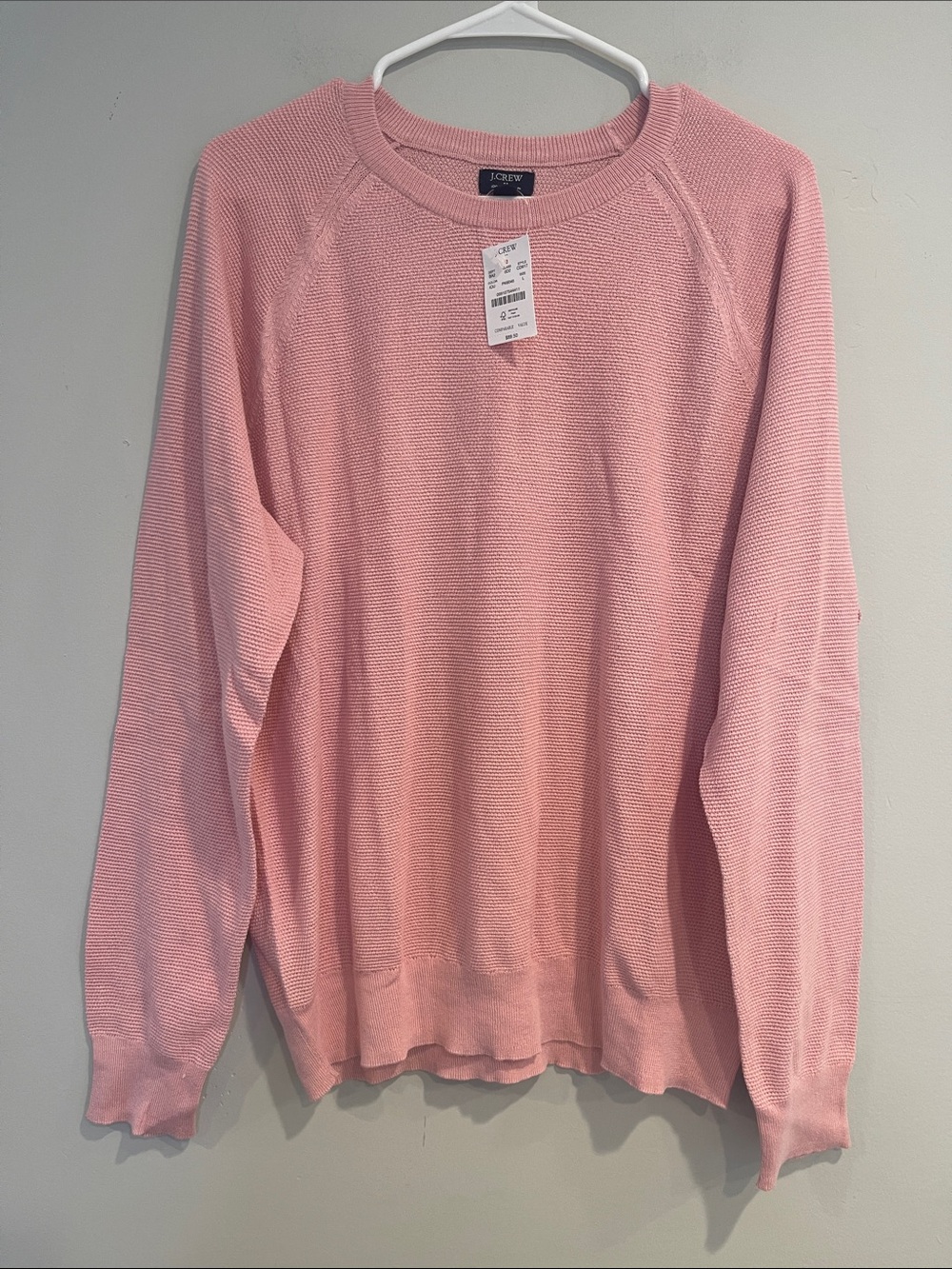 NWT J. Crew Lightweight Crewneck Sweater in Soft Pink Size Large RETAIL $89.50